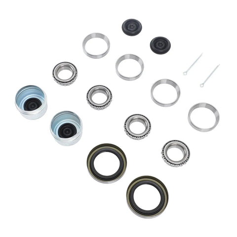 Beefed Up Boat Trailer Axle Hub Wheel Bearing Kit With Grease Seals And 1.98 Inch Dust Caps For 1 1/16 Inch Axles 2000 To 2200 Lbs Includes Bearings L44649 Races L44610 Rubber components