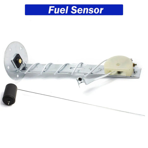 12V 52mm Fuel Level Gauge Sending Unit With 240-33 Ohm Sensor, displayed with metal arm and fuel sensor float