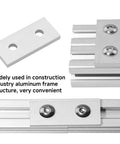 Aluminum Extrusion Joining Plate 10 Piece Set For Frame Building Flat Straight Brackets And Vertical Connectors 2 Hole Plate Fittings Heavy Duty Reinforcement For Tough DIY Frame Structures, aluminum plate with two holes on extrusion frame