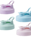 Wide Mouth Mason Jar Pour Spout Lids Flip Cap Set Sip Ready Airtight Leak Proof Top Lids For Drinking Dressing Salads Fits Ball And Most Wide Mouth Jars Colorful Pack Of 4, pastel plastic