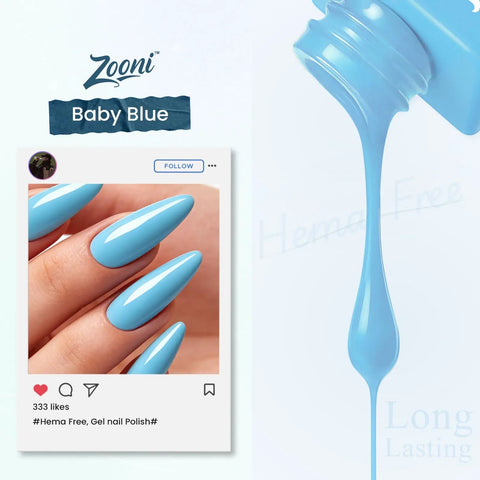 Hema Free Gel Nail Polish Baby Blue With Matching Bottle And Color Coordinated Shade One Bottle UV Gel Polish Kit