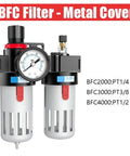 Pro Grade Oil Water Separator FRL Combo For Air Compressors with BFC2000, BFC3000, BFC4000 series metal cover.
