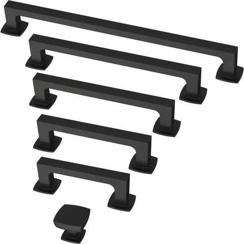 Square Matte Black Cabinet Knobs 10 Pack for Dresser Drawers Kitchen Cabinets Doors Vanity Furniture and Closet Easy Install