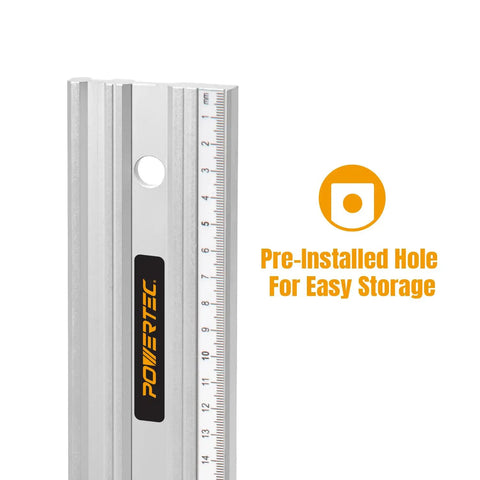 Close-up of 18 Inch Straight Edge For Woodworking Pros, Dope Precise Flatness To Within.001 Inch with storage hole and scale