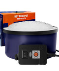 Heavy Duty Electric Hot Glue Pot With One Pound Pellets And Precise Temperature Control, featuring a stable station and clear adhesive.