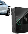 Rock Solid Outdoor EV Charger Cover Waterproof Metal Enclosure with see-through display for Tesla charging setup.