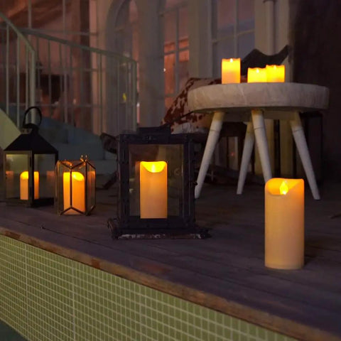 Outdoor Waterproof Flameless Candles With Timers And Remote Control For Porch And Patio Vibe No Mess Cleanup Realistic Wax Look