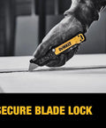 Push And Flip Folding Utility Knife With One-Handed Operation, Secure Blade Lock, cutting sheet material on jobsite