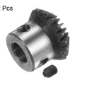 Two Piece Bevel Gear Set Beefy 45 Steel 1M 20 Teeth 8mm Shaft Hole 1 To 1 Tapered Bevel Pinion Gear displayed
