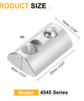 Diagram of M6 Roll In T Nut For Aluminum Extrusion 4545 Series With 10mm Groove Depth Spring Ball Lock Nut dimensions