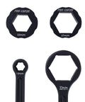 Heavy Duty All In One Motorcycle Tire Change Kit With 10 mm 13 mm 22 mm 27 mm And 32 mm Hex Wrench Heads, black metal wrenches