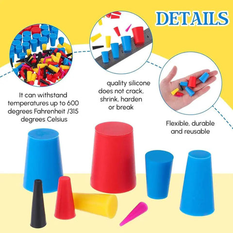Dope 250 Pc Silicone Cone Plug Kit With 8 Sizes Perfect For Air Conditioner Drain Holes And Powder Coating Projects So You Can Seal Up All Your Needs Like A Pro Without Breaking The Bank And Reuse It Many Times. 8-size silicone cone plugs shown with heat resistance and reuse