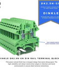 Green DK2.5N-GN DIN Rail Terminal Block Screw Type UL 600V 20A 12-22AWG Pack Of 100 For Space Saving Wiring, Vibration Resistant