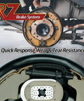 Electric Trailer Brake Assembly 10 Inch By 2-1/4 Inch For 2300-3500 Lb Axles, close-up of brake system installed on vehicle.