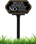 Private Property No Trespassin Sign With Stake For Front Door Lawn Garden And Business No Soliciting Sign UV Printed