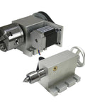 Fourth A Axis Rotary Mount With 3 And 4 Jaw Chucks 80Mm 100Mm CNC Indexing Head Mt2 Tailstock 45Mm Stroke Nema 23 Stepper Motor close-up image