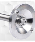 Close-up of a Tough As Nails Heavy Duty Adjustable Leveling Feet with stainless steel finish and M10 x 50 mm threads.