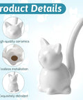 2 Piece Cat Design Toilet Bolt Covers In Crisp White Straight Up Premium Ceramic Screw Caps With Gotta Have Ease Of Installation Decorative Bathroom Replacement Hardware, detailed ceramic cat structure.
