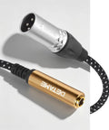 Grab This Hot 6.35mm TRS Female To XLR Male Balanced Audio Cable Pack For Your Studio Setup! Image showing a 1-foot cable with metallic connectors.