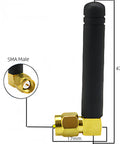 Mini Dual Band WiFi Antenna 3dBi SMA Male 2 Pack Rubber Duck Antennas side view with dimensions and connector details