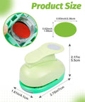 Oval Hole Punch 1 Inch For Crafting And Scrapbooking, green zinc alloy paper puncher with size dimensions and red internal pad