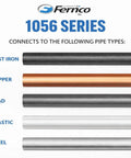 1056 Series pipe types: cast iron, copper, lead, plastic, and steel for 3 Inch Flexible DWV Pipe Coupling Unshielded Connector