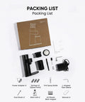 Packing list for Single Dose Burr Coffee Grinder includes main unit, accessories, and instructions for smooth espresso shots.