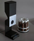 Automatic Coffee Bean Dispenser Countertop Auto Calibration Dual Weight Presets with containers for whole beans.