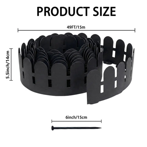 49Ft Arch Garden Edging Border For Flower Beds And Lawns, 5.5 Inch Tall Decorative Landscape Border With 75 Anchoring Spikes