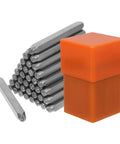 37 Piece Metal Stamping Kit With Letter And Number Punches For Wood, Plastic And Heart Symbols, Easy To Use, shown with orange case