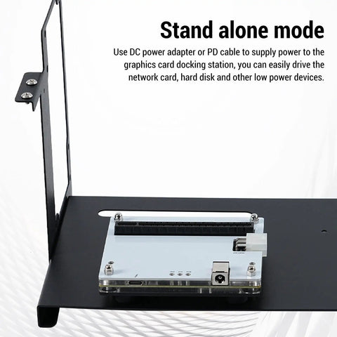 Level Up Your Laptop Game With This Badass Egpu Docking Station Compatible With Thunderbolt 3 And 4 showing stand-alone mode with DC power supplies.