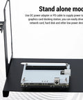Plug And Play Usb4 External Gpu Dock Station With Pcie 16x Graphics Enclosure For Gaming Laptops Adding Beast Mode Performance Via Rapid 40gbps Bandwidth And Atx Mount Bracket showing stand-alone mode with power connections.