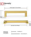 10 Pack 5 Inch Brushed Brass Cabinet Handles For Kitchen Cabinets Stainless Steel Modern Hardware Gold Pulls Upgrade Your Cabinets With Durable Fingerprint Resistant Gold Finish. Front view with measurements and screws.