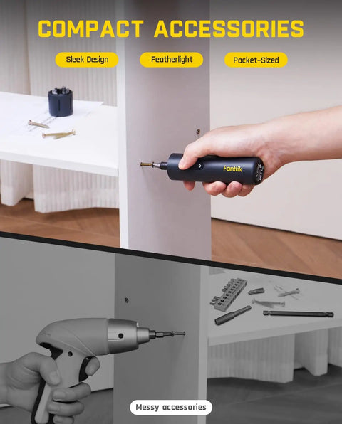 Using Capsule Cordless Screwdriver All In One Kit With High Torque, Ultra Compact 150mm Design on furniture assembly