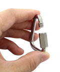 Person holding M5 Delta Quick Links Triangle 3 16 Inch 4 Pcs 316 Stainless Steel Triangle Locking Quick Connectors with open screw