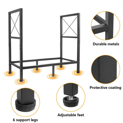 Built Tough Heavy Duty Firewood Rack For Indoor And Outdoor Use 2ft Log Storage Holder Rust Proof and Moisture Resistant features