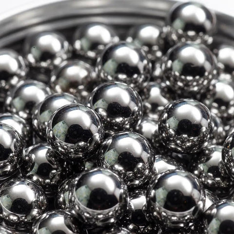 Stainless Steel Ball Bearings Set For Knots And Macrame, Heavy-Duty Hardware For Home Repairs, close-up of shiny steel bearings