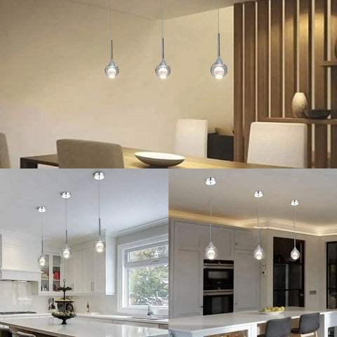 Lit Globe Crystal Pendant Light With 5W LED Dimmable Stepless Brightness Modern Hanging Fixture in kitchen and dining room settings