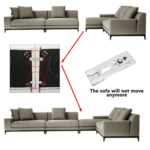 Image showing Twelve Piece Sectional Sofa Connectors With Snap Lock Couch Clips preventing sofa movement, showcasing clips and modular couch.
