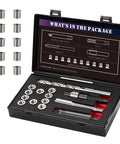 Thread Repair Kit M10X1.0X12.7MM with Stainless Steel Inserts and HSS Drill Tap Counterbore Installation Driver