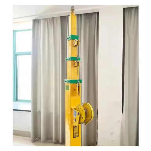 Heavy Duty Eight Meter Telescopic Mast Badass Rig With Knuckle Saver Mechanical Crank and Bright LED Floodlight, close-up view.