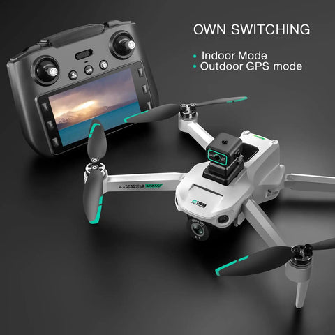 4K GPS Camera Drone With Obstacle Avoidance and Auto Return, Brushless FPV Motors, 5G Transmission, Remote Controller With Screen