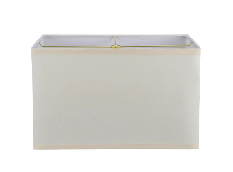 Transitional Rectangle Hardback Lamp Shade With Spider Construction, Ivory Off White, 16 Inch Wide, Height 10 Inches, Front View