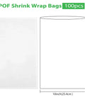 Straight Fire 100 Pack Heavy Duty Heat Shrink Wrap Bags 10 X 14 Inches Crystal Clear Odorless POF Film Covers shown with dimensions.