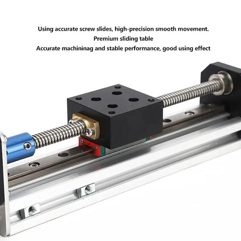 Pro Grade Electric CNC Linear Stage Actuator With 300mm Cross Sliding Table showing screw slides and premium sliding table.