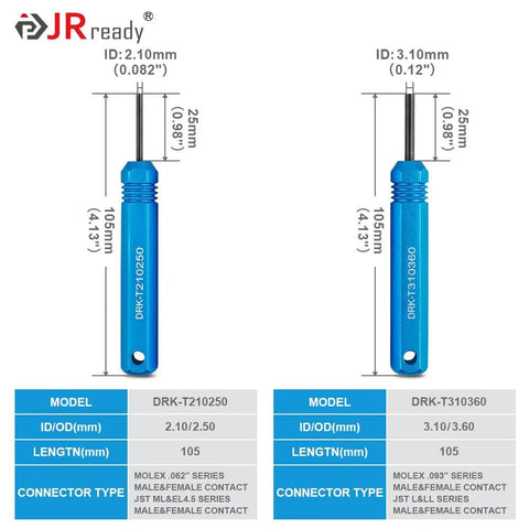 Tube Type Pin Extractor Tool Set For AMP.062in Pins And Socket Connectors And Molex.062in And.093in Pins Male And Female Terminal Removal Kit 2 Piece with blue handles