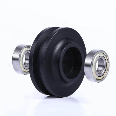 Antique Style Wood Barn Door Hardware Flat Rollers Hangers Black Finish with sleek roller and bearings, no sliding rail included