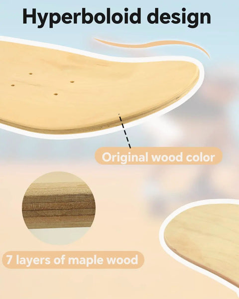 Close-up of Blank Skateboard Decks 31 By 8 Inch Four Pack 7 Layer Maple Double Tail Boards For Art, showing wood layers.