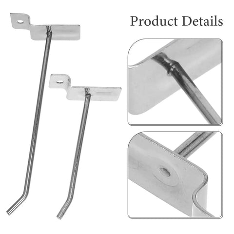 Close-up of Heavy Duty Slatwall Hook Set 50 Pack for Retail Displays, sturdy iron metal hangers for slat boards.