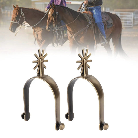 Ride Ready Retro Western Spurs For Men And Women, Antique Brass Zinc Alloy Gear Spurs For Boots, Equestrian Training
